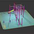 Outdoor Playground Equipment Featuring Climbing Frame Slide Green Safety Mat And Metal Poles