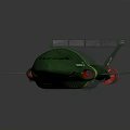 Futuristic Green Water Vehicle With Streamlined Design Wings And Red Engines