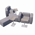 Modern Booth Sofa Set With Modular Design Gray Fabric And Side Tables 3d model
