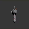 Futuristic Sci Fi Gun With Silver Red Accents And E LZR Wing Design