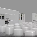 Modern Kitchen Interior With Built in Appliances White Cabinets And Marble Countertops