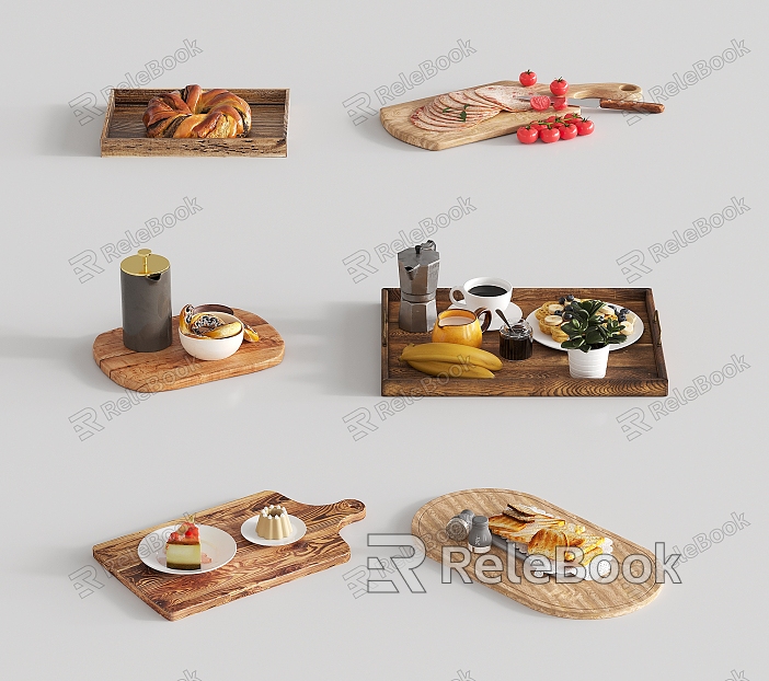 Solid Wood Tray Wooden Tray Life Supplies Food Bread Coffee model