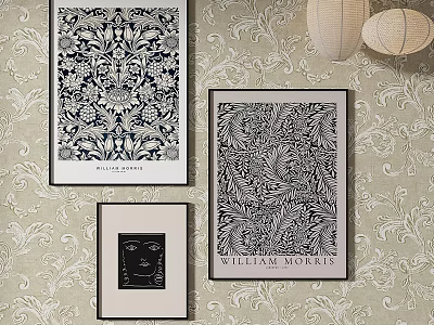 Abstract Painting Wall Art With William Morris Intricate Pattern Design 3d model