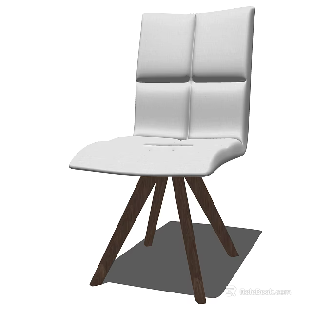 Modern White Upholstered Leisure Chair With Padded Backrest And Wooden Legs Design 3d model 