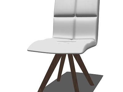 Modern White Upholstered Leisure Chair With Padded Backrest And Wooden Legs Design 3d model