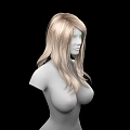 Isolated Woman With Long Blonde Hair And Smooth Bust On Black Background