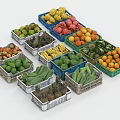 Fresh Vegetables Displayed in Colorful Baskets with Green Leafy Veggies Carrots and Cucumbers