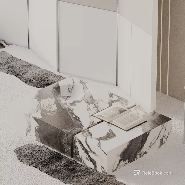 Modern Sofa Coffee Table Set With Marble Top Open Book And Contemporary Design 3d model 