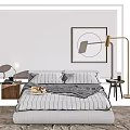 Modern Background Double Bed Double Bed 3d model