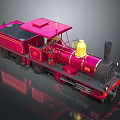 Vintage Red Steam Train Detailed Model With Yellow Black Accents And Shiny Exterior