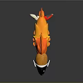 Smooth 3D Rendered Model With Orange Yellow Body Black Silver Head And Red Tip