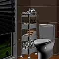 White Multi Tier Bathroom Storage Shelf With Toiletries Next To Toilet And Window