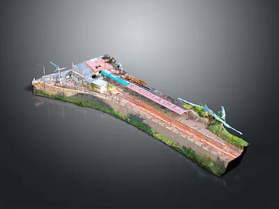 Realistic Airport Model With Runway Terminal Buildings Green Areas And Airplanes 3d model