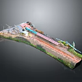 Realistic Airport Model With Runway Terminal Buildings Green Areas And Airplanes
