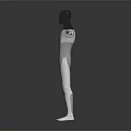 Futuristic Silver Humanoid Character with Black Head and Outstretched Arms Standing Against Dark Background