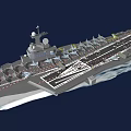 Military Aircraft Carrier With Fighter Jets On Deck Sailing Ocean Surface