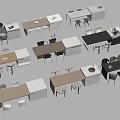 Modern Dining Table And Kitchen Island Sets With Chairs And Countertop Designs 3d model
