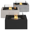 Modern Fireplace Designs With Glass Panels Burning Flames And Concrete Frames 3d model