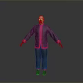 Bald Man in Black and Red Chinese Style Clothing Standing with Arms Outstretched