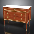 Vintage Wooden Dresser With White Marble Top Three Drawers Gold Accents