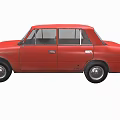 Classic Red Sedan Car With Vintage Body Design And Chrome Wheels Rear View