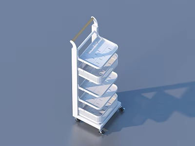 White Multi Tiered Wheeled Storage Cart Ideal For Home Kitchen Supplies Organization 3d model