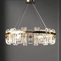 Modern Circular Chandelier With Gold Frame And Transparent Elongated Elements 3d model