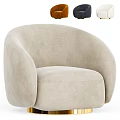 Modern Beige Fabric Accent Chair With Round Armrest And Comfortable Stylish Seat Design