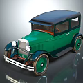 Vintage Green Classic Car With Black Roof And Retro Design Elements