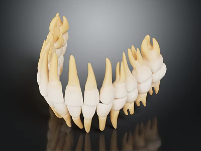 Detailed 3D Model of Human Teeth Showing Dental Structure and Tooth Anatomy Features 3d model