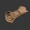 Rolled Up Brown Leather Scroll With Decorative Red Strap And Textured Surface Details 3d model