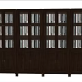Tall Dark Wooden Bookcases With Glass Doors And Slatted Lower Cabinets Holding Books