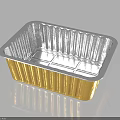 Golden Aluminum Foil Food Container With Transparent Lid For Storage Use 3d model