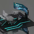Modern Spring Simulation Racing Setup With Curved Screen Ergonomic Seat And Controls 3d model