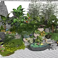 Lush Natural Courtyard Garden Design With Rock Formations Pond And Stone Path