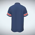 Navy Blue Collared Polo Shirt With Short Sleeves Red White Striped Cuffs GAP Logo Chest