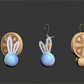 Cute Rabbit Ear Shaped Earrings With Yellow Flower Charms And Blue Sphere For Daily Use