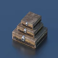 Stacked Leather Texture Storage Boxes With Metal Clasps And Decorative Borders For Home Organization