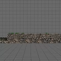 Stacked Stone Feature Wall With Green Plants And Tile Floor 3d model