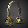 Over Ear Headphone Speaker in Gray and Yellow with Padded Earpads and Stylish Headband