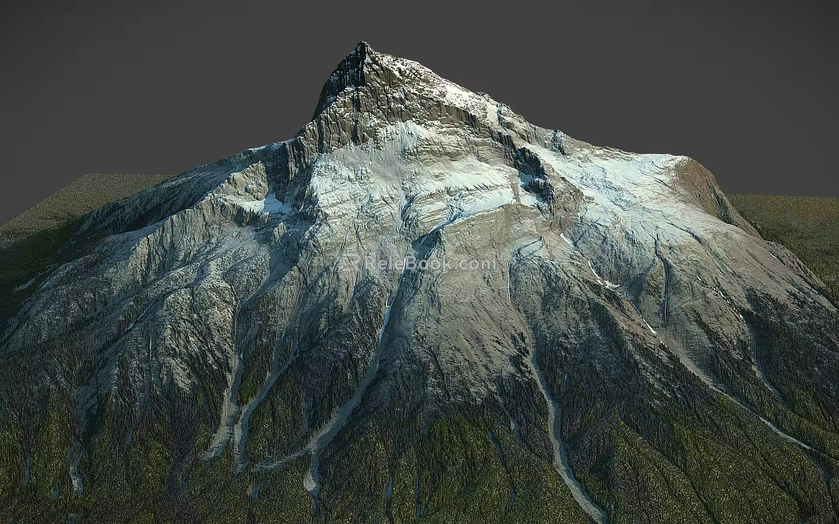 mountain peak terrain of snow mountain range 3d model
