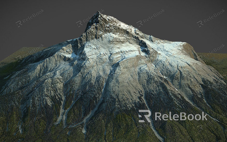 mountain peak terrain of snow mountain range model