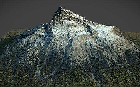 mountain peak terrain of snow mountain range 3d model