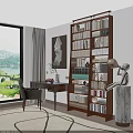 Modern Wooden Bookshelf Interior With Layered Shelves Books Decorative Items And Green Plants