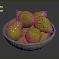 Fresh Green Pears In Wooden Bowl On Dark Background