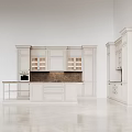 Modern Kitchen Interior With White Cabinets Marble Island Countertop And Appliances