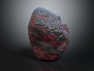 Natural Wood Stone With Red And Black Rough Texture For Decorative Use 3d model