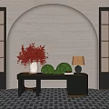Modern CCD Hotel End View Table Ornaments Floriculture Moss Combination Tree Table Lamp Floriculture Green Plant Moss Ball Table 3d model