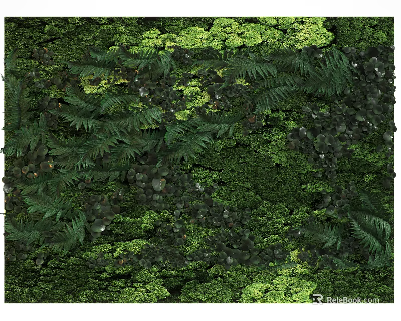 Lush Green Living Wall With Diverse Plants And Natural Foliage Design 3d model 