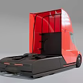 Red Tesla Semi Electric Truck With Streamlined Front Design And Modern Look